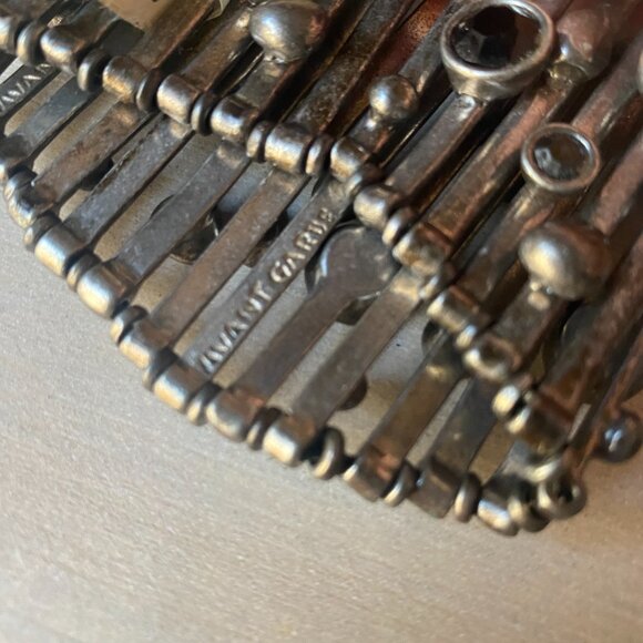 NWT Avant Garde Paris Silver tone Swarovski Crystal Brutalist Stretch Bracelet - Picture 8 of 10